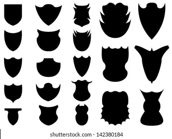 Set of shields illustrated on white background
