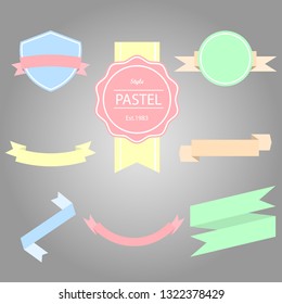 set of Shields and ribbons banner flat design,flat icon,esp10,Vector ribbons and labels,pastel color style
