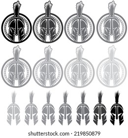 set of shields with spartan warrior