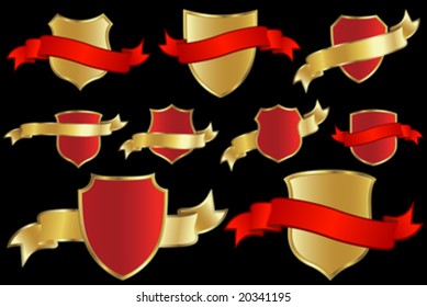 set of shileds and ribbons