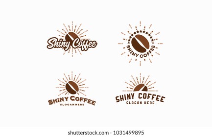 Set of Shine Coffee logo designs concept vector, Bright coffee logo template