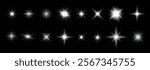 Set of Shine glowing stars. Vector Golden Sparks isolated.