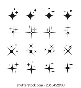 Set of shine icons, clean star icon, twinkling stars, sparkle light, shining burst vector design concept