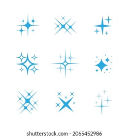 Satz glänzender Symbole, sauberes Sternsymbol, funkelnde Sterne, glänzendes Licht, glänzendes Design der Vektorgrafik