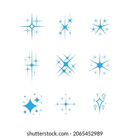 Set of shine icons, clean star icon, twinkling stars, sparkle light, shining burst vector design concept