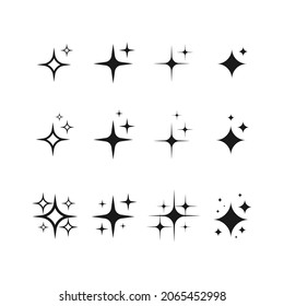 Set of shine icons, clean star icon, twinkling stars, sparkle light, shining burst vector design concept