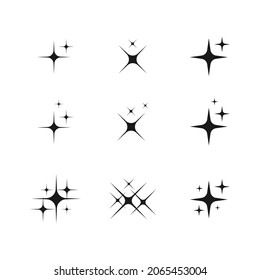 Set of shine icons, clean star icon, twinkling stars, sparkle light, shining burst vector design concept