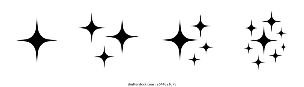 Set of shine icons, Clean star icons.