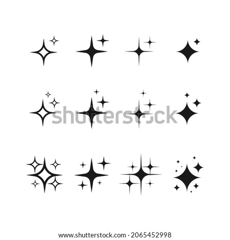 Set of shine icons, clean star icon, twinkling stars, sparkle light, shining burst vector design concept