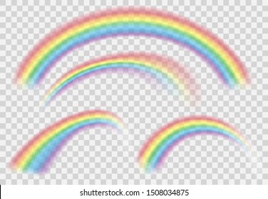 Set of Shine Rainbow isolated on transparent background. Vector illustration.