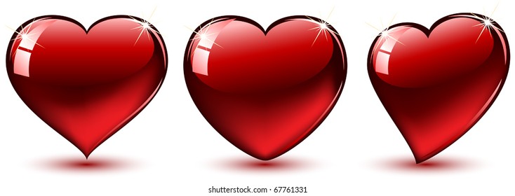 Set of shine red Hearts, illustration