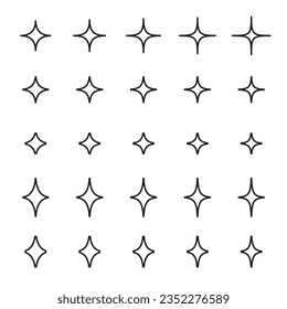 Set of shine sparkles icons, vector star sparkles logo