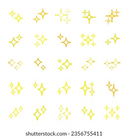 Set of shine sparkles icons, vector star sparkles effect