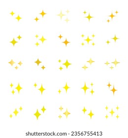 Conjunto de iconos de destellos de brillo, efecto de destellos de estrella vectorial