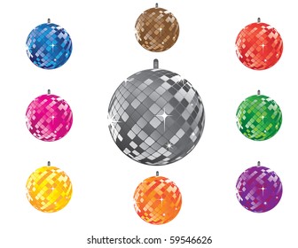 Set of shining disco balls (easy editable)