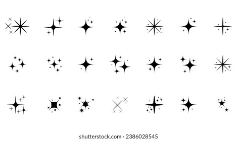 A set of shining and glowing stars, sparkle star icons,
and stars with festive decoration particles create an abstract staright effect. Twinkling stars, 
in this vector illustration.