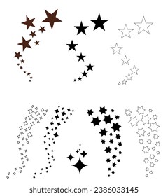 A set of shining and glowing stars, sparkle star icons,
and stars with festive decoration particles create an abstract staright effect. Twinkling stars, 
in this vector illustration.
