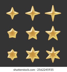 Set of shining golden stars vector illustration
