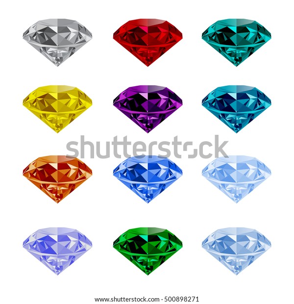 Set Shining Jewels Isolated On White Stock Vector (Royalty Free ...
