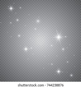 
Set of shining lights isolated on a transparent background. The flash flashes with rays and a searchlight. Light effect of glow. The star flashed with sparkles.