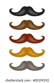 Set of shining mustaches of different colors. Vector illustration for your graphic design.