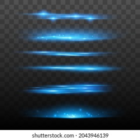 Set of shining sparkles and lens flares. Glowing lights isolated on transparent background. Vector illustration