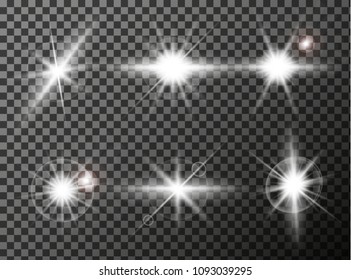 	
Set. Shining star, the sun particles and sparks with a highlight effect, color bokeh lights glitter and sequins. On a dark background transparent. Vector, EPS10