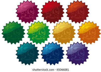 Set of shining stickers decorated with an ornament