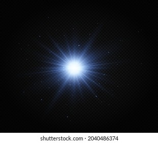 Set of shining white stars. Light Effect Bright Star, Christmas Star.