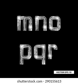 set of shiny 3d diamond letters, typographic vector illustration.