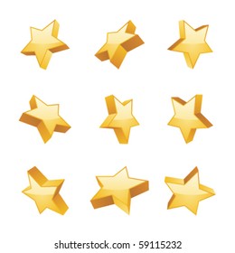 Set shiny 3d gold stars