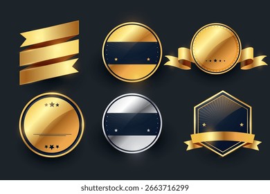set of shiny award badge element symbol banner design vector