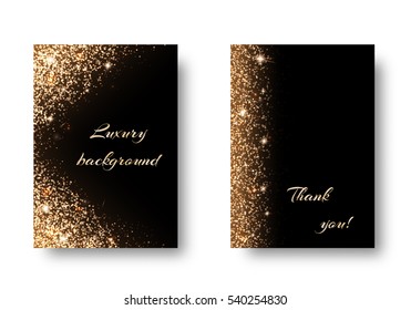 Set of shiny backgrounds with golden light on a dark backdrop. Christmas winter wonderland
