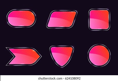 Set of shiny banners. Shining frame. Abstract glowing figures. Vector illustration.