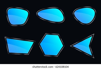 Set of shiny banners. Shining frame. Abstract glowing figures. Vector illustration.