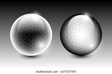 Conjunto de brillantes fondos redondos en blanco y negro. Ilustración del vector