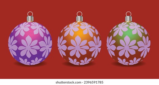 Set of shiny Christmas balls. Exclusive concept, hand-drawn, and highly rendered work for the upcoming Christmas.