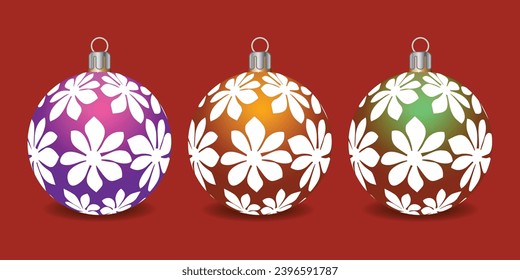 Set of shiny Christmas balls. Exclusive concept, hand-drawn, and highly rendered work for the upcoming Christmas.