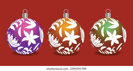 Set of shiny Christmas balls. Exclusive concept, hand-drawn, and highly rendered work for the upcoming Christmas.