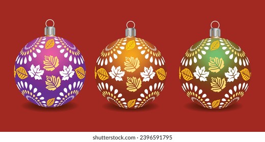 Set of shiny Christmas balls. Exclusive concept, hand-drawn, and highly rendered work for the upcoming Christmas.