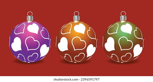 Set of shiny Christmas balls. Exclusive concept, hand-drawn, and highly rendered work for the upcoming Christmas.