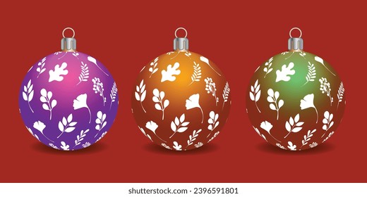 Set of shiny Christmas balls. Exclusive concept, hand-drawn, and highly rendered work for the upcoming Christmas.