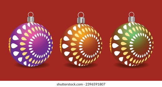 Set of shiny Christmas balls. Exclusive concept, hand-drawn, and highly rendered work for the upcoming Christmas.