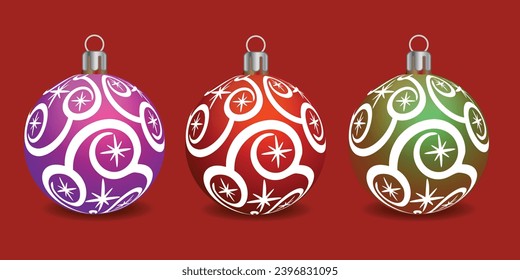 Set of shiny Christmas balls. Exclusive concept, hand-drawn, and highly rendered work for the upcoming Christmas.