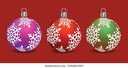 Set of shiny Christmas balls. Exclusive concept, hand-drawn, and highly rendered work for the upcoming Christmas.