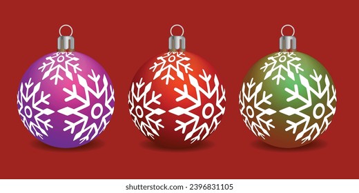 Set of shiny Christmas balls. Exclusive concept, hand-drawn, and highly rendered work for the upcoming Christmas.