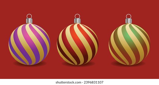 Set of shiny Christmas balls. Exclusive concept, hand-drawn, and highly rendered work for the upcoming Christmas.