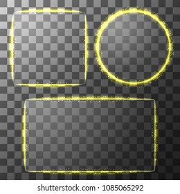 Set of shiny colored vector glass frames. Isolated on transparent background