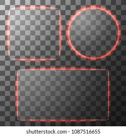 Set of shiny colored vector glass frames. Isolated on transparent background