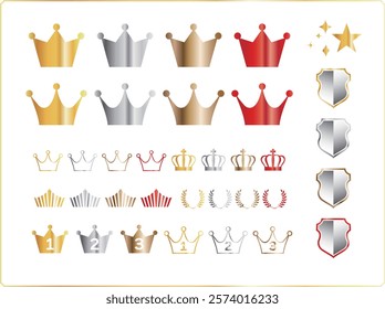 Set of shiny crown icons